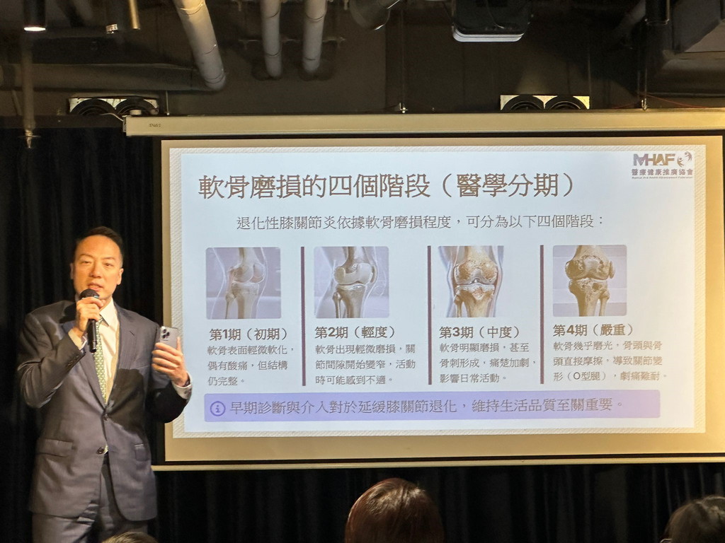 骨科專科醫生 — 郭善濤醫生於膝痛症健康講座分享專業知識。